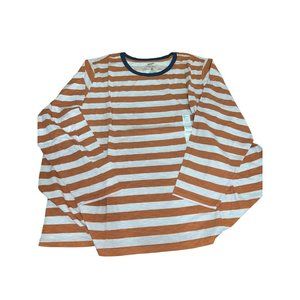 Petite Plus 3XP Sonoma Favorite Crewneck Long Sleeve Top Rust Stripe 3X